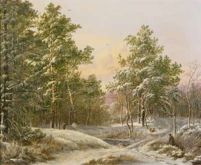 Sportsmen in a Winter Forest by Pieter Gerardus van Os